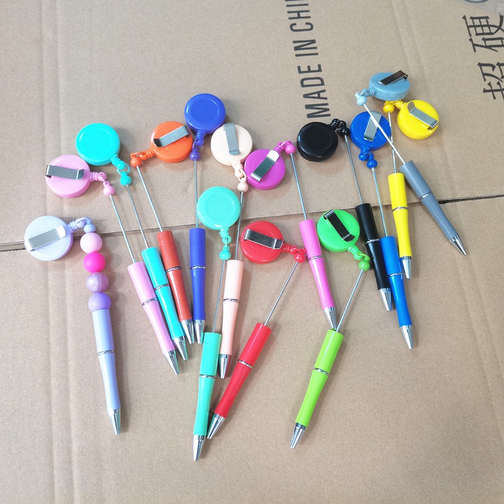 Badge Reel Diy Hot Sale Luxury Ballpoint Pen Personalized Ballpoint Wholesale Diy Beaded Pens Wholesale Glitter Beaded pen