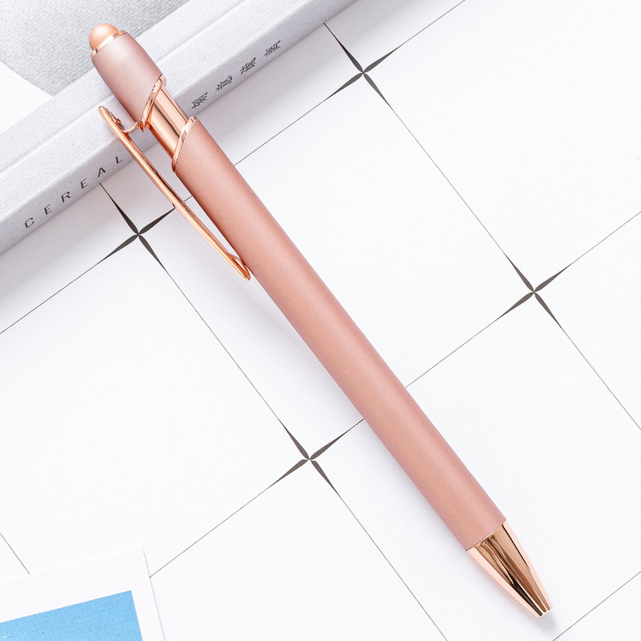 Luxury Ball Pen Matt Gold Rose Gold Advertise Ballpoint Pen Touch Screen Aluminum Stylus Pen with custom logo print