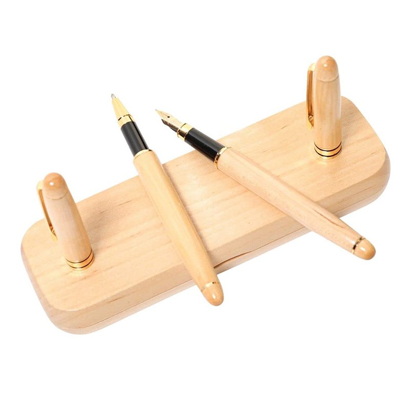 Personalized Promotional Eco Friendly Maple Wooden Ballpoint Pen Box Set Wooden Pen Case Set