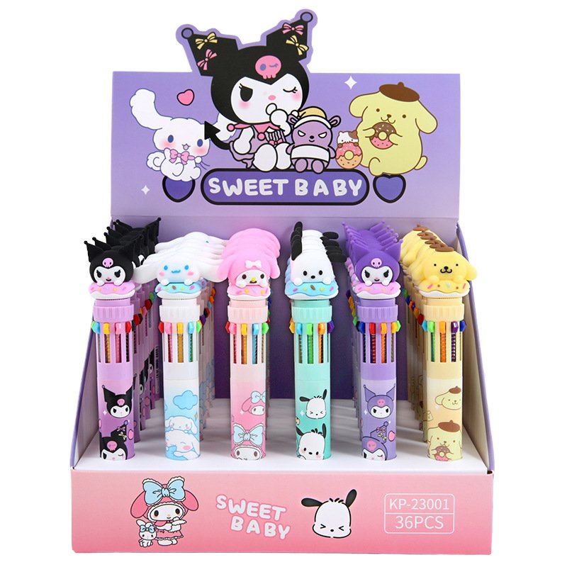 school suppies' ballpoint pen holder korean cartoon Sanrio multi-color pen cute high end ballpoint pen 10 colors