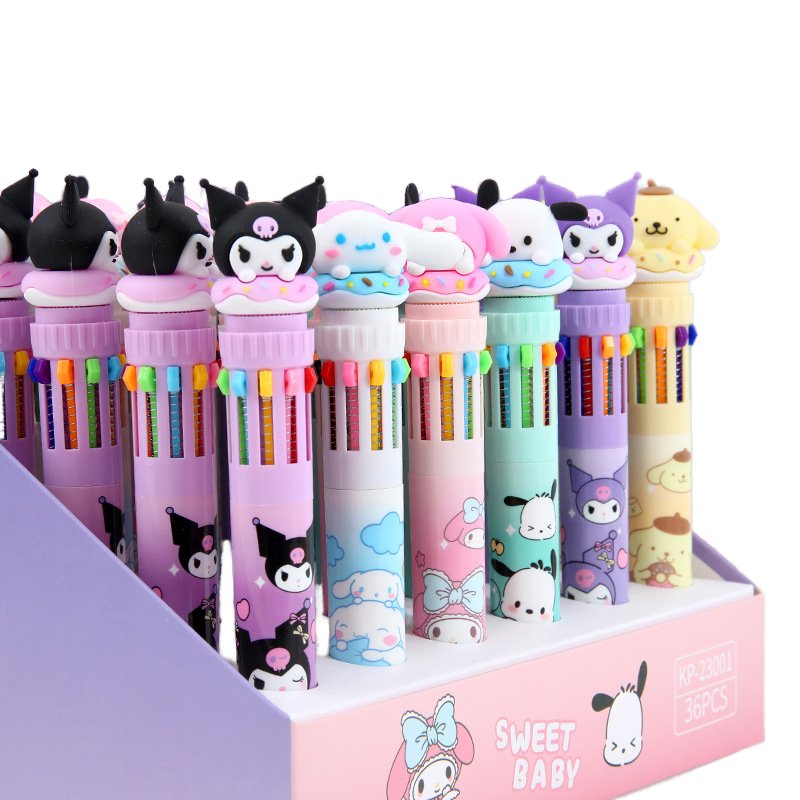 school suppies' ballpoint pen holder korean cartoon Sanrio multi-color pen cute high end ballpoint pen 10 colors