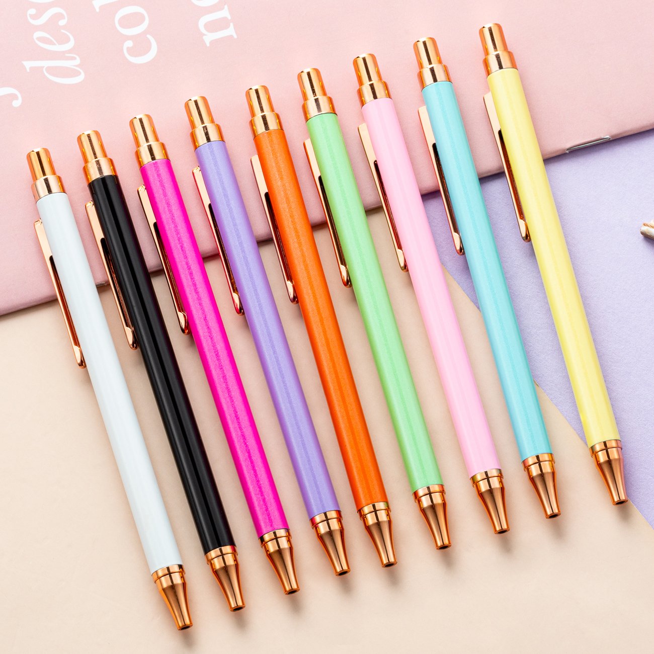 Candy colored push metal pen With customized logo Office Student Click Ballpoint Pen New Multi Color Ballpoint Pen
