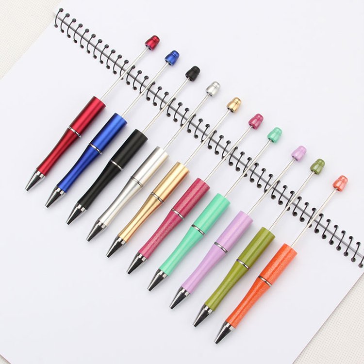 2024 new update custom logo beaded pens plastic DIY bearable pens 106 colors bead ballpoint pens for choice