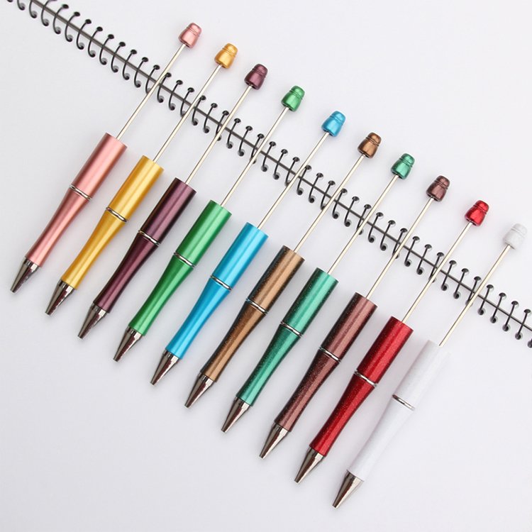 2024 new update custom logo beaded pens plastic DIY bearable pens 106 colors bead ballpoint pens for choice