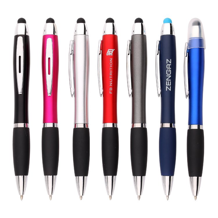 3 in 1 Multi-function Laser Logo LED Light Ballpoint Pen Touch Screen Metal Spray for Gifts Promotions Business Advertising pen