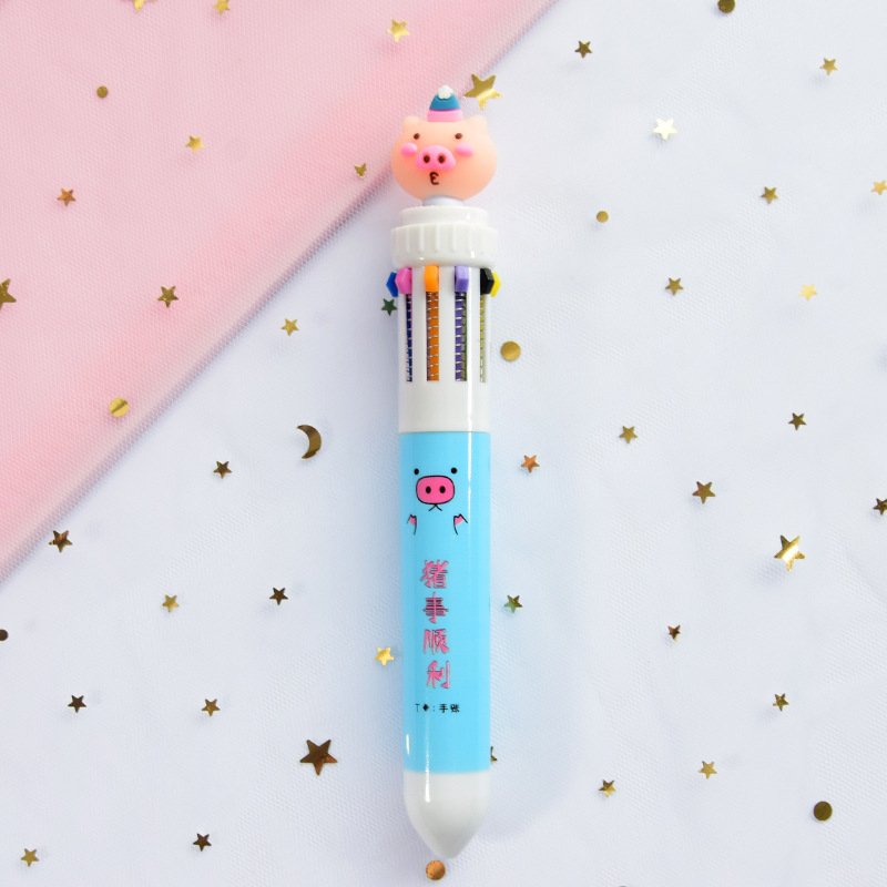 cheap Cute 10 color girl heart cartoon multi color ballpoint pen student multi ballpoint pen