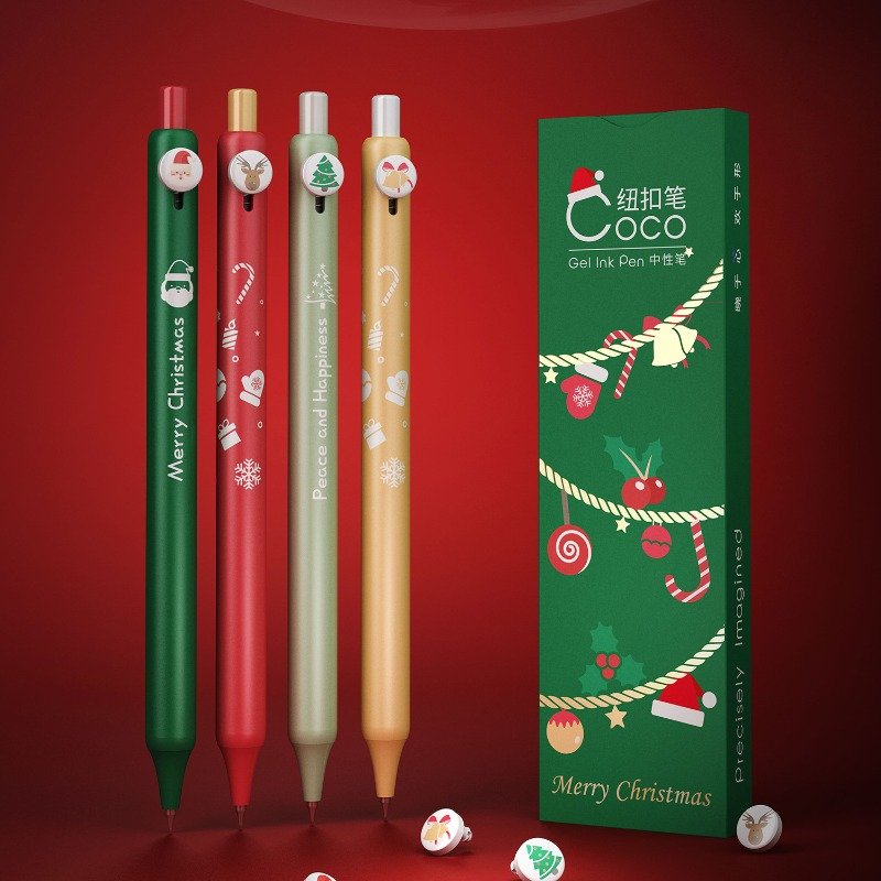 School Supplies Button Pen Christmas Press Gel Pen Student Homecoming Gift Cartoon Cute Signature 0.5mm Ballpoint Pen