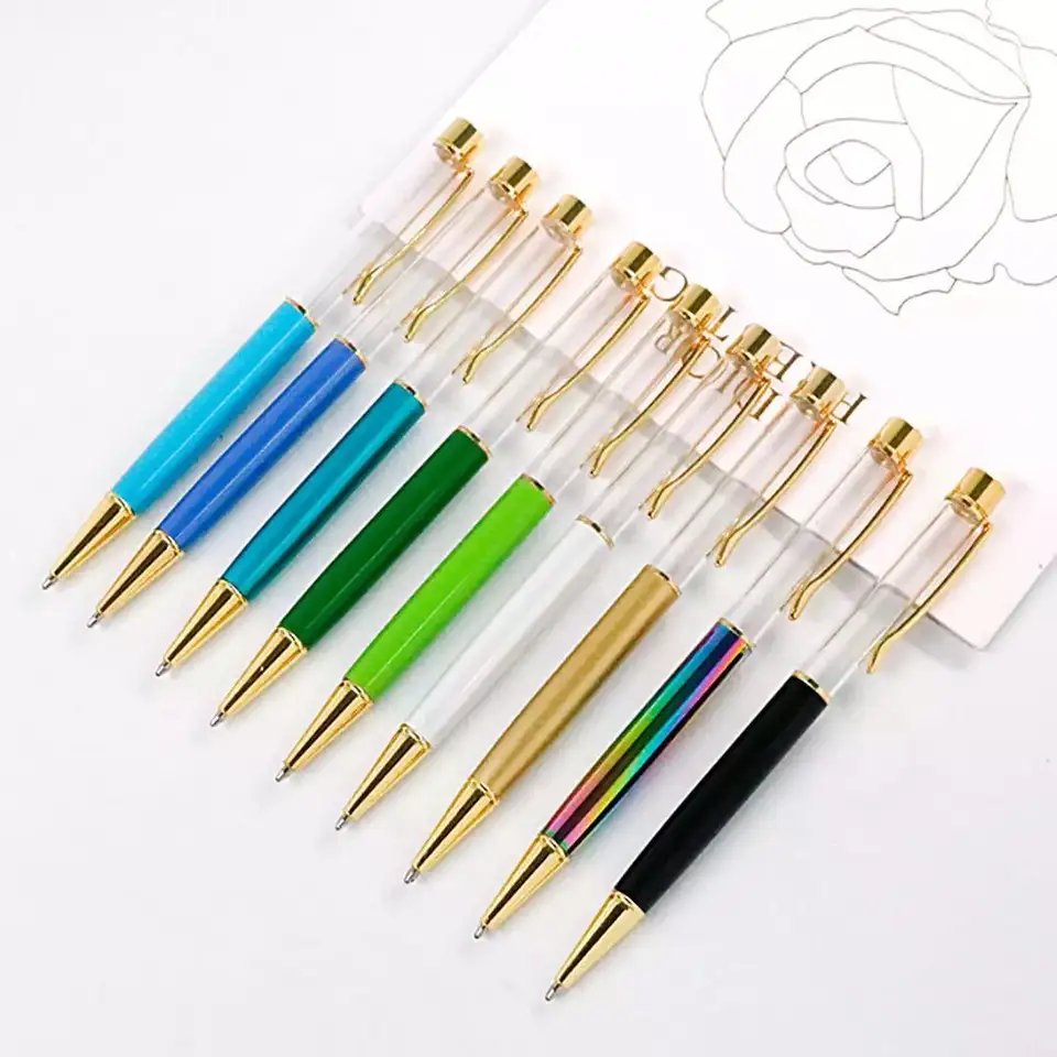 Metal Ball Point Pen DIY Custom Crystal Pen Hand-Filled Empty Tube Ballpoint Pen