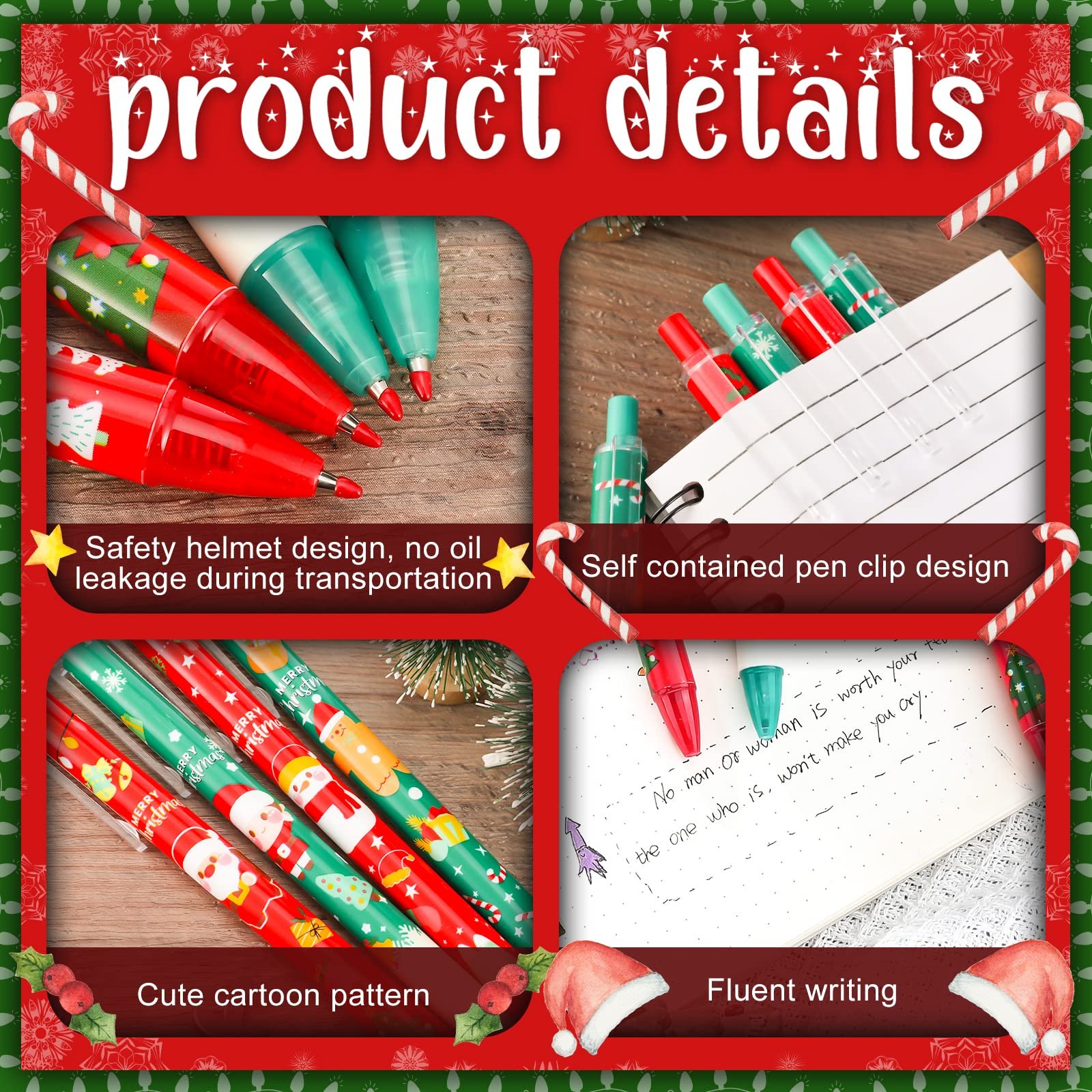 Christmas Cartoon Ballpoint Pen Santa Claus Snowman Elk Cartoon Creative Stationery Retractable Ballpoint Pen