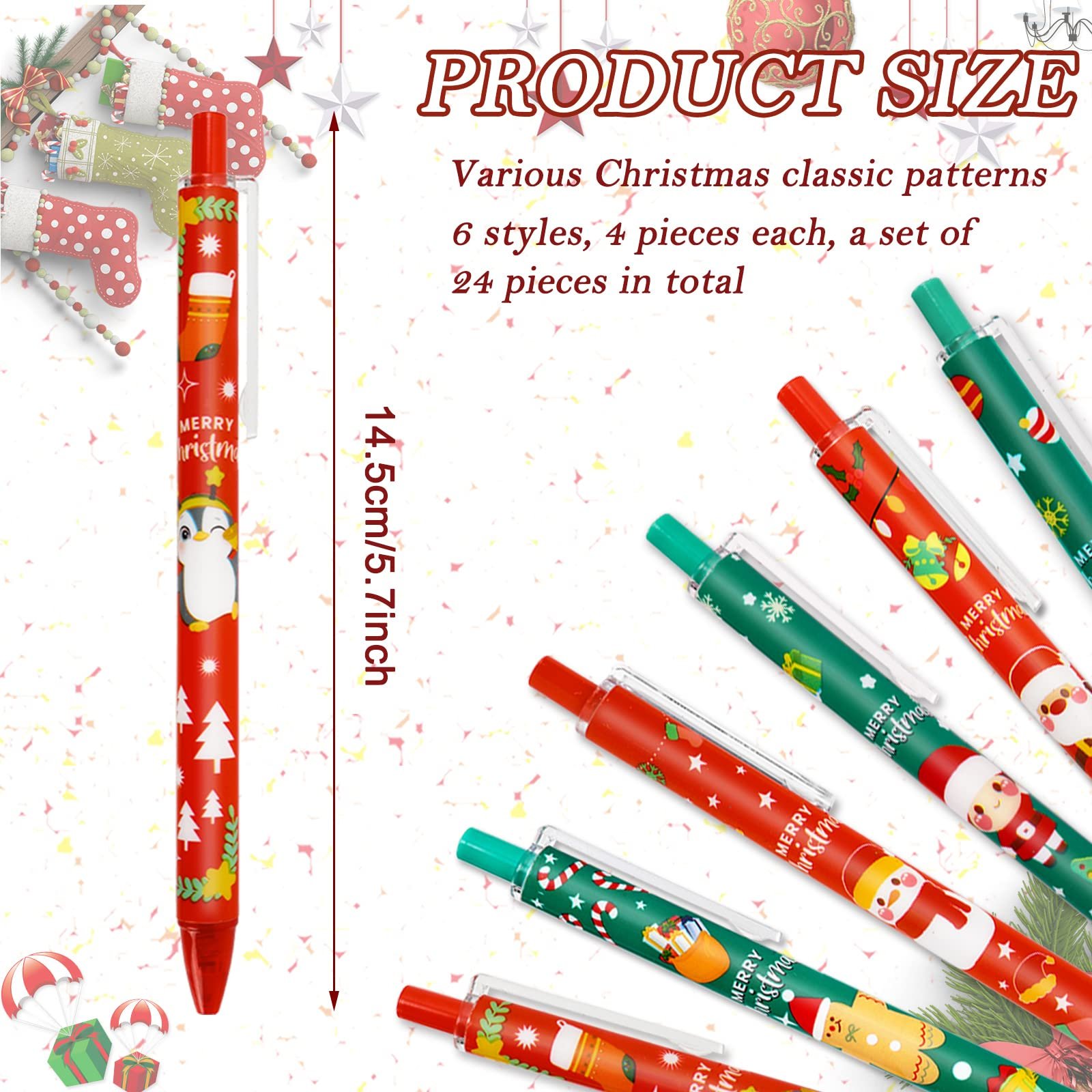 Christmas Cartoon Ballpoint Pen Santa Claus Snowman Elk Cartoon Creative Stationery Retractable Ballpoint Pen