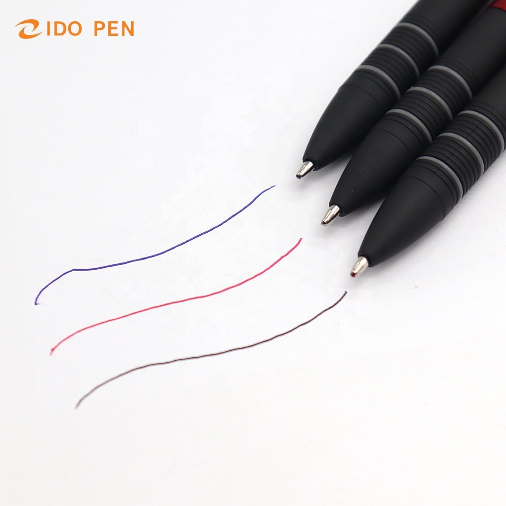 hot selling 3 ring 3 ink in 1 pen black blue red multi color ballpoint pen with stylus for gift custom logo pen