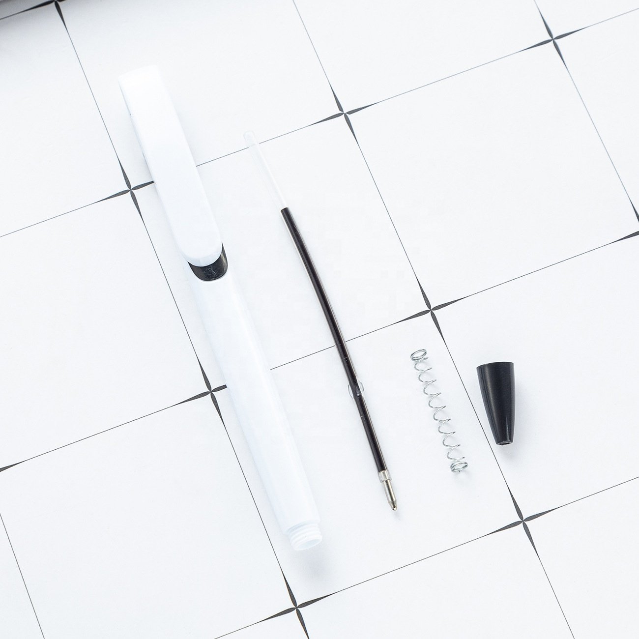 plastic pens sublimation blank white stylo ballpoint pen full color logo uv printing pen