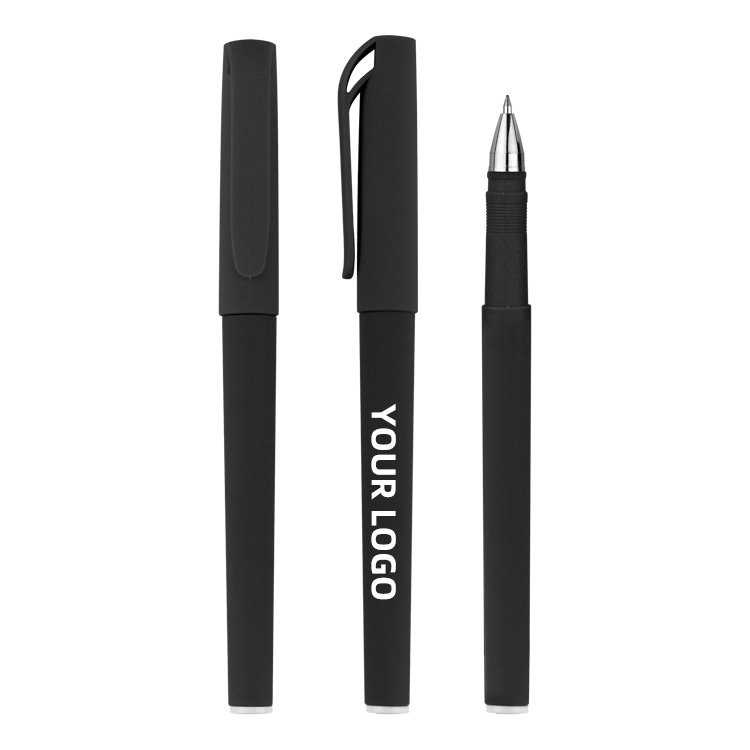 Wholesale Custom logo promotional colorful big clip plastic twist mechanism ball pen with soft coated rubber body