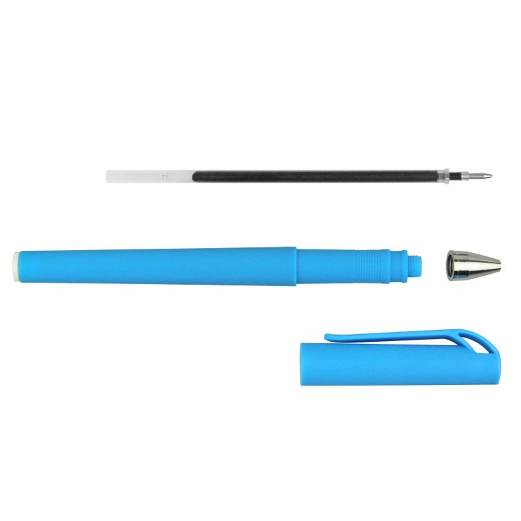 Wholesale Custom logo promotional colorful big clip plastic twist mechanism ball pen with soft coated rubber body