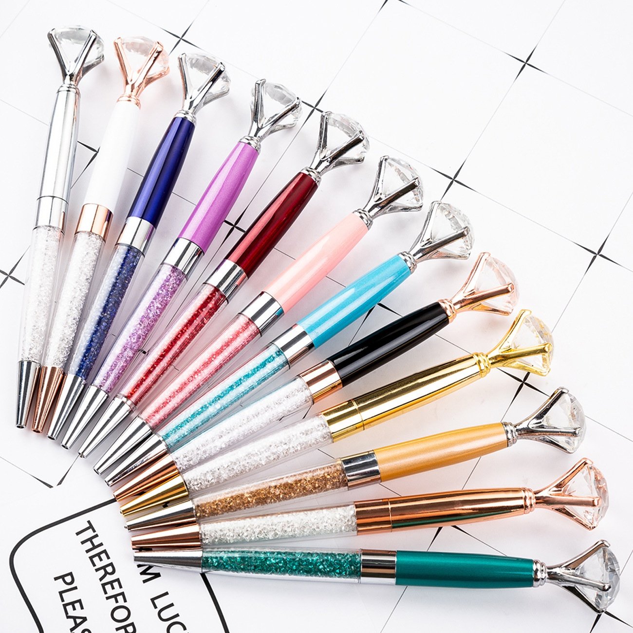 novelty luxury crystal diamond ballpoint pen engrave Logo metal ball pen with diamond on top