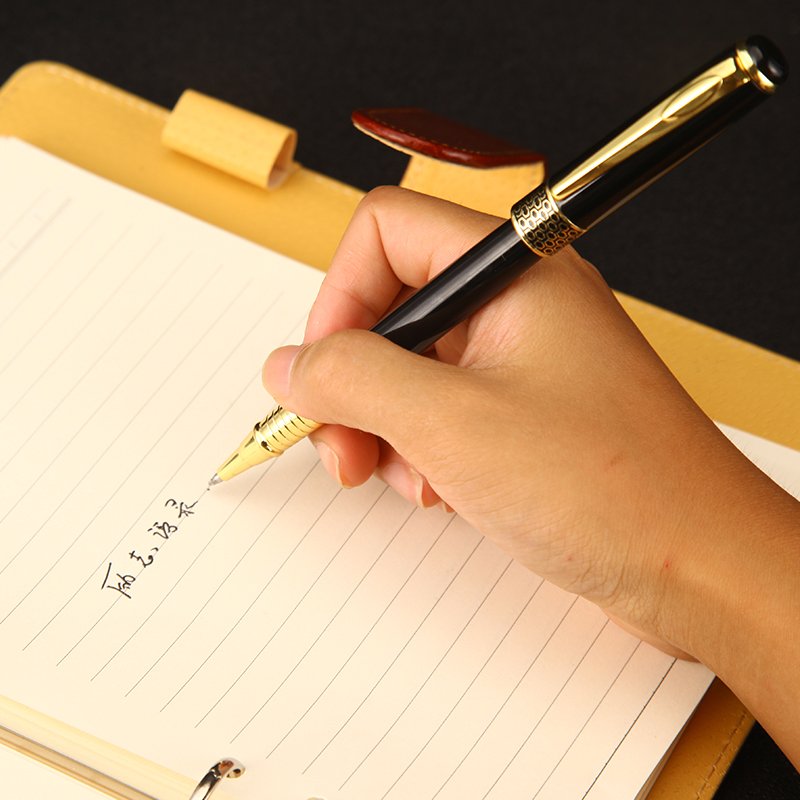 Business Advertising Signature Pen Neutral Metal Pen High-end Gift Box Black Carbon Men and Women Students'Water Pen Customized