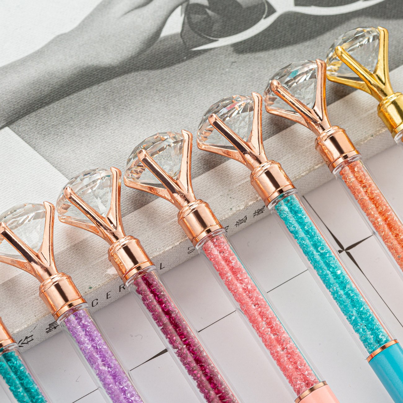Creative Beautiful Metal Big Diamond Ballpoint Pen Crystal Broken Diamond Glass Bling Bling Fairy Ball Pen For Birthday Gift