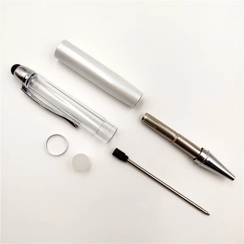 Glitter DIY Empty Liquid Barrel Ballpen Promotional Pens Quicksand and Flower Twist Fat Stylus Chunky Empty Tube Ballpoint Pen