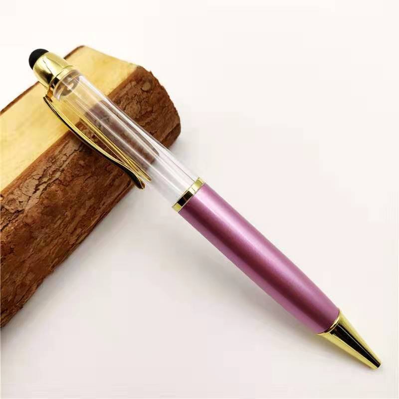 Glitter DIY Empty Liquid Barrel Ballpen Promotional Pens Quicksand and Flower Twist Fat Stylus Chunky Empty Tube Ballpoint Pen