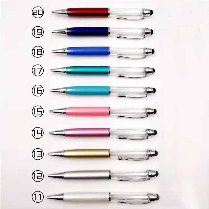 Glitter DIY Empty Liquid Barrel Ballpen Promotional Pens Quicksand and Flower Twist Fat Stylus Chunky Empty Tube Ballpoint Pen
