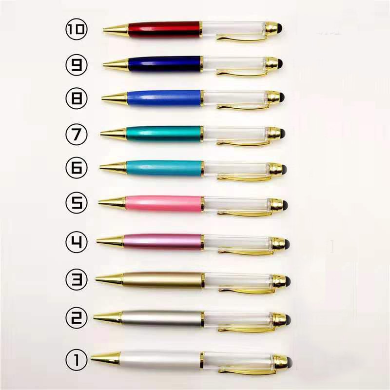 Glitter DIY Empty Liquid Barrel Ballpen Promotional Pens Quicksand and Flower Twist Fat Stylus Chunky Empty Tube Ballpoint Pen