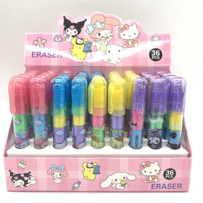 Yubon stationery kuromi Eraser school supplies Cartoon Eraser Funny Stationery Cute School ballpoint pen design eraser 2024