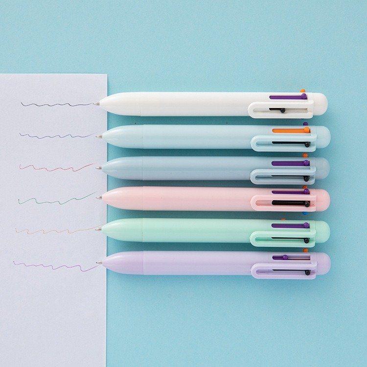 Student color ballpoint pen gift Multicolor 6 color ballpoint pen can customize logo