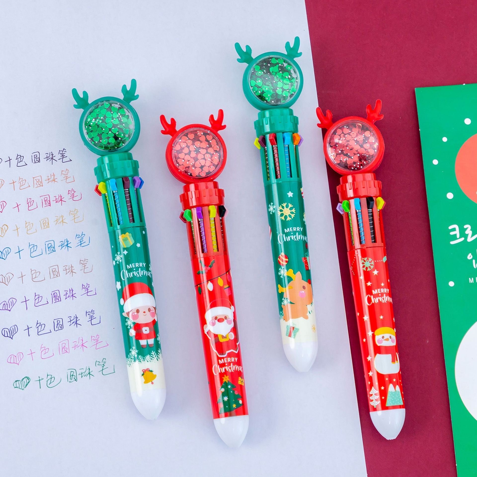 2024 New year stationery gifts cartoon cute christmas ballpoint pen 10 color