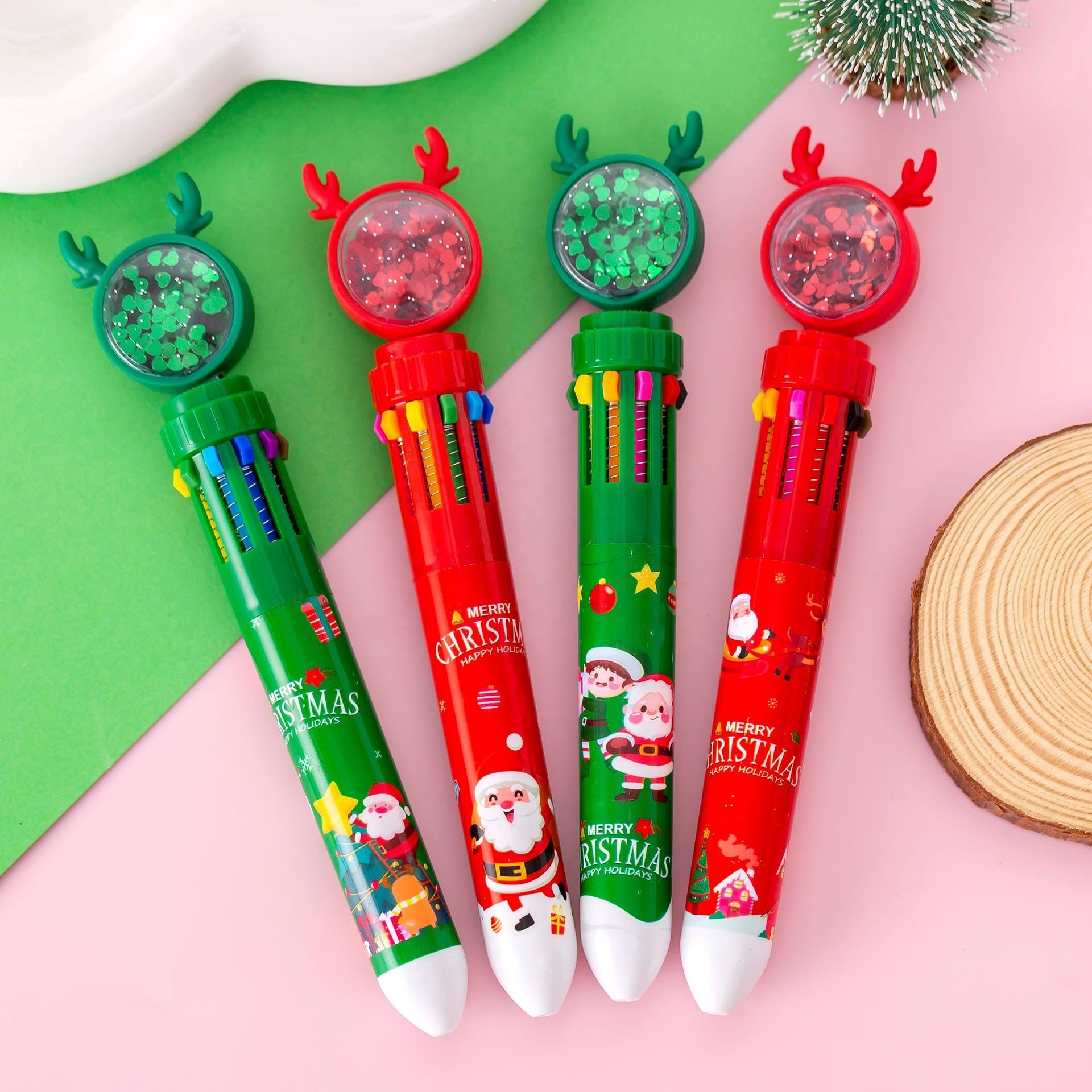2024 New year stationery gifts cartoon cute christmas ballpoint pen 10 color