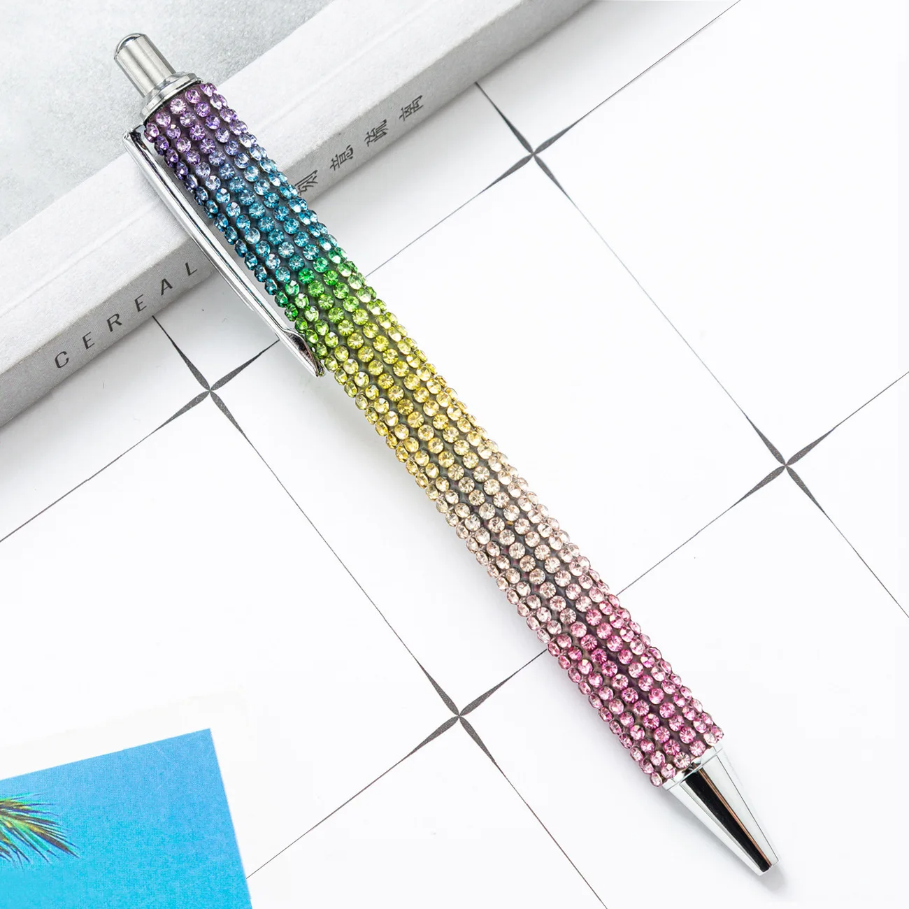 Custom Wholesale Diamond Covered Rose Gold Metal Glitter Rhinestone Ballpoint Pen for Stationery School Office Supply