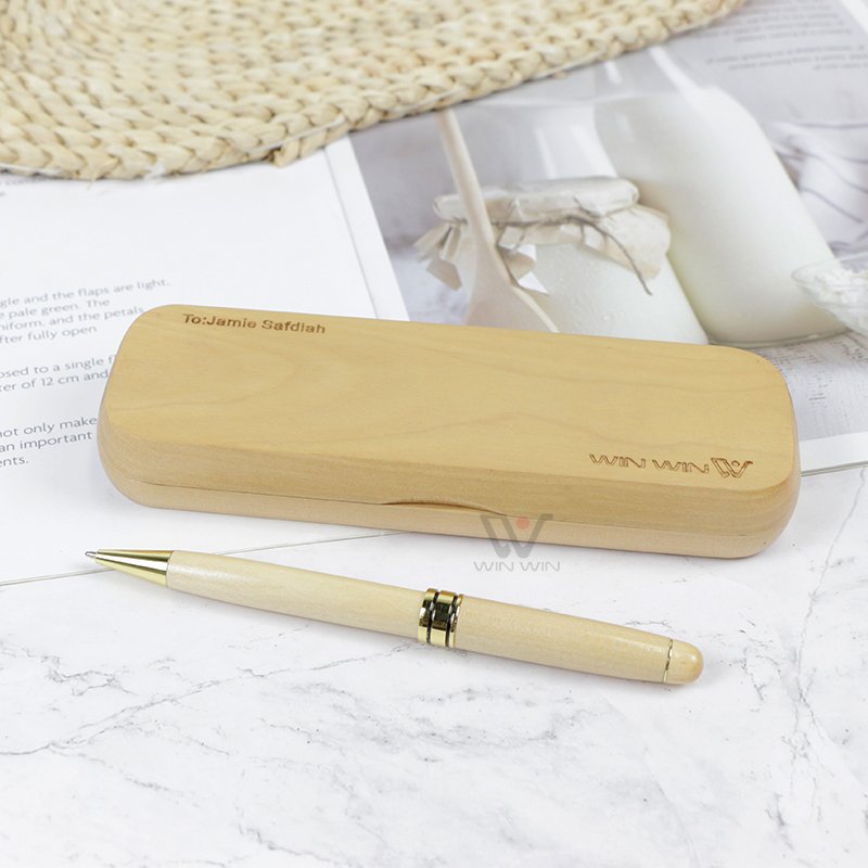 Bamboo Retro High End Gift Signing Pen Set With Pen Box with Logo Ballpoint Touch Screen Pen