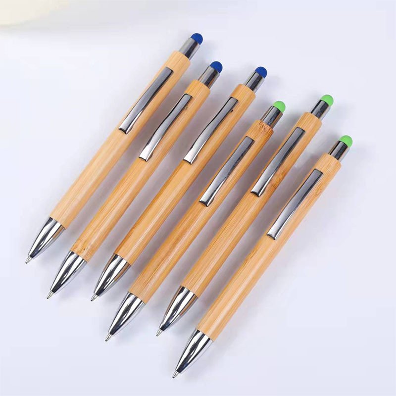 Eco Sustainable Colorful Tip Press Business Office Bamboo Pen with Logo Ballpoint Pen
