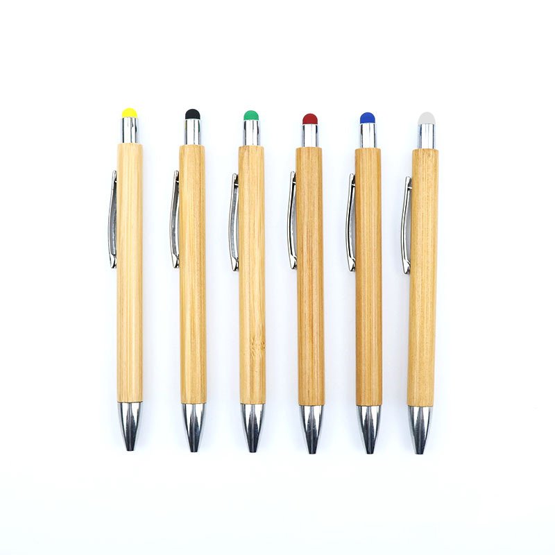 Eco Sustainable Colorful Tip Press Business Office Bamboo Pen with Logo Ballpoint Pen