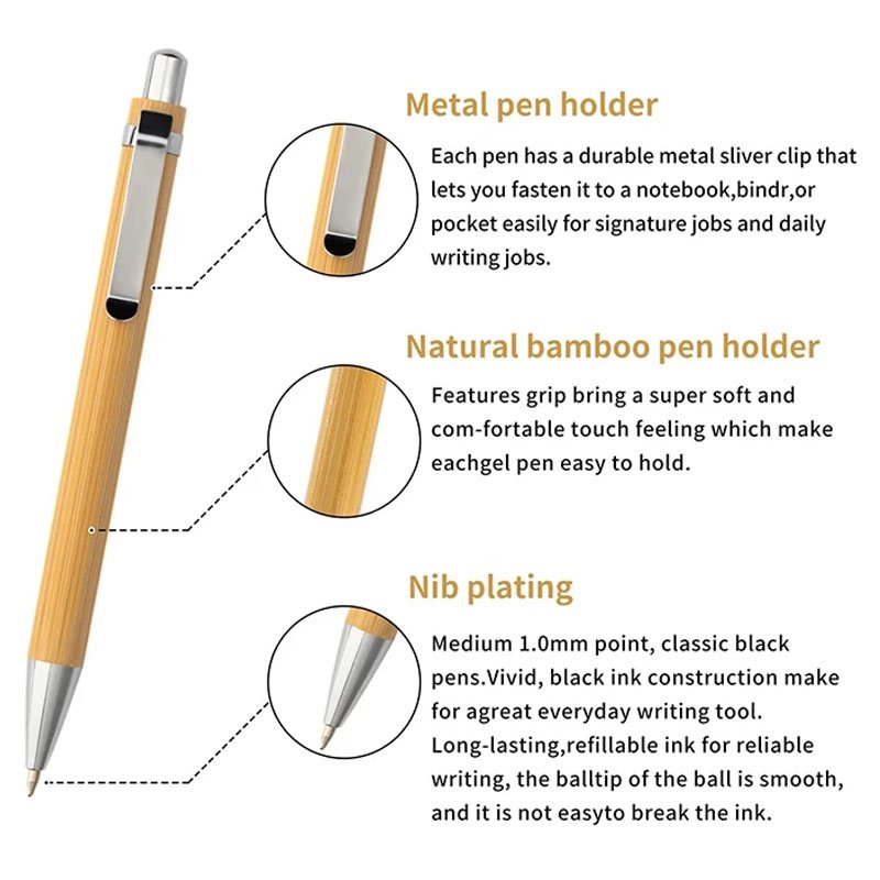 Personalized Bamboo Pens with Logos Eco Friendly Bamboo Ballpoint Pen Bamboo Stylus Ball Pen for Promotion Gift