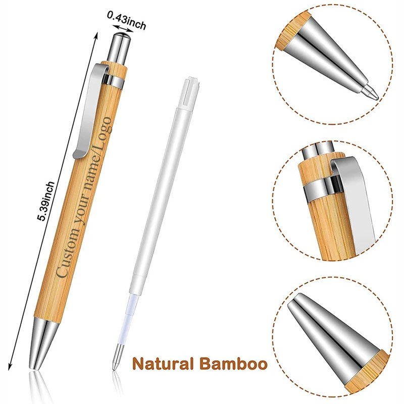 Personalized Bamboo Pens with Logos Eco Friendly Bamboo Ballpoint Pen Bamboo Stylus Ball Pen for Promotion Gift