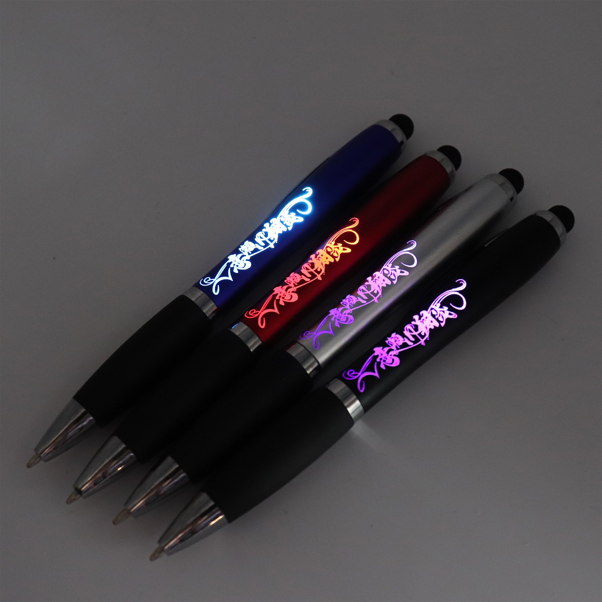 custom light up your brand logo ballpoint pen-support colored lighted logo ball pen
