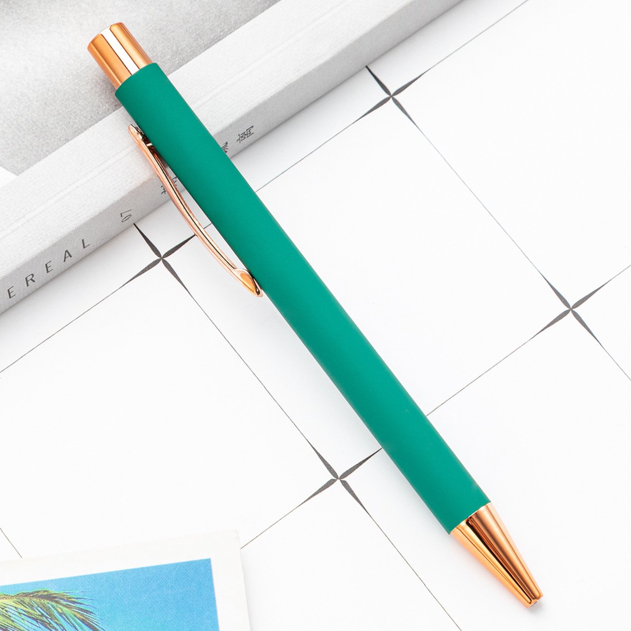 Retractable 1.0mm Black Ink Metal Ballpoint Pens Custom Logo Promotional Pen for Home School Work Office Supplies