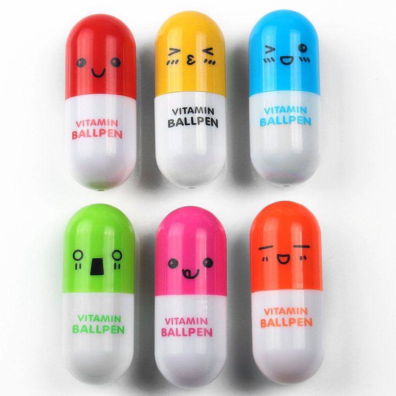 Hot Selling Mini Capsule Pill Pen Promotional Kawaii Retractable Plastic Ballpoint Pen