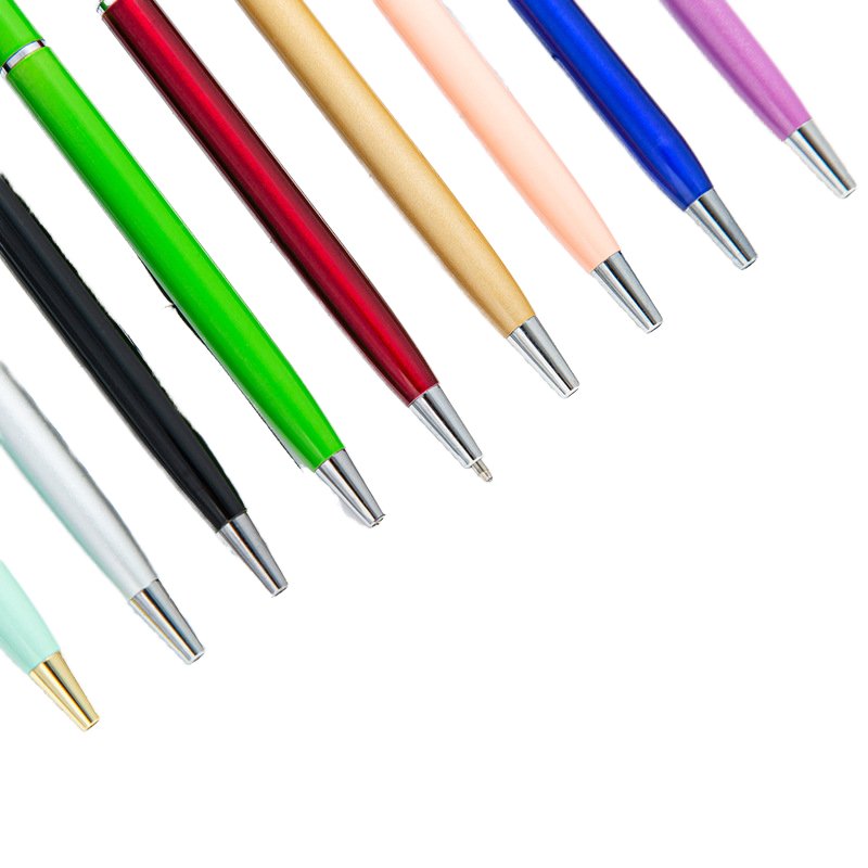 2024 Promotional Black Thin Metal Body Twist Open Ballpoint Pen for Automotive Insurance Agriculture Welcome Gifts