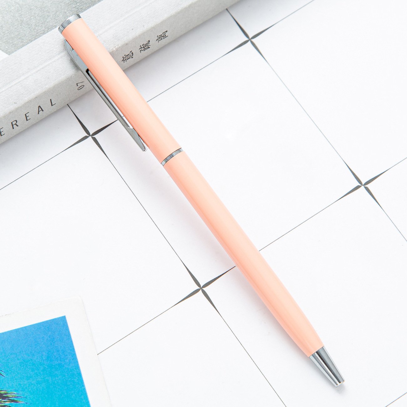 2024 Promotional Black Thin Metal Body Twist Open Ballpoint Pen for Automotive Insurance Agriculture Welcome Gifts