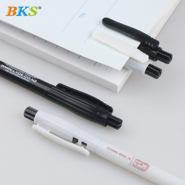 Custom Logo 1.0mm Black Refill Advertising Ballpoint Pen Plastic Pen with Feather for Office & School Promotions