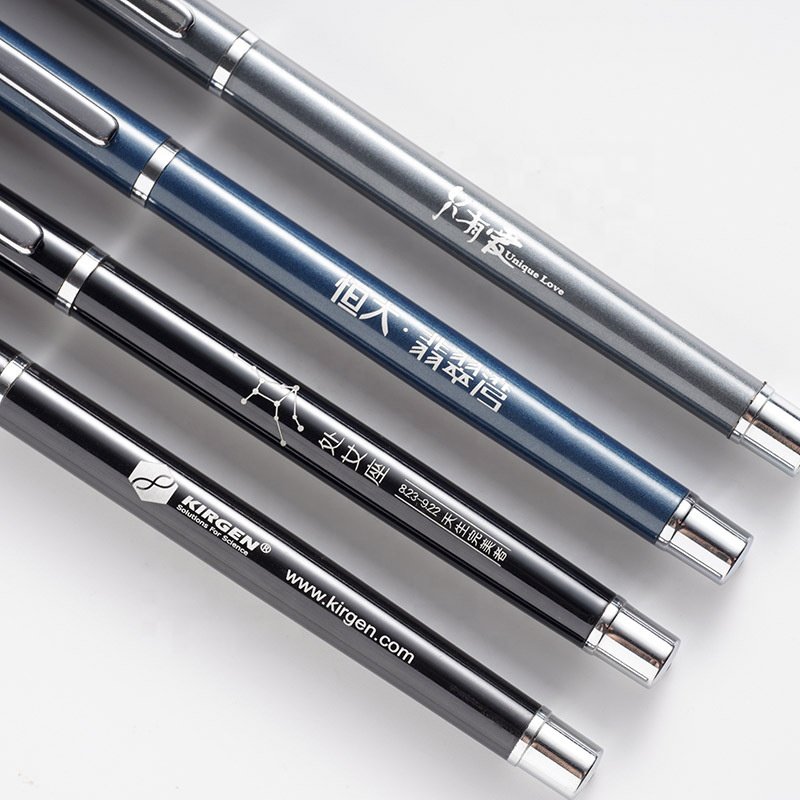 Custom Printing Logo Business School Metal Ballpoint Pen Gift High Quality Luxury Office Black Blue 0.5MM Refill Gel Ink Pens