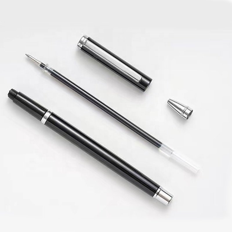 Custom Printing Logo Business School Metal Ballpoint Pen Gift High Quality Luxury Office Black Blue 0.5MM Refill Gel Ink Pens