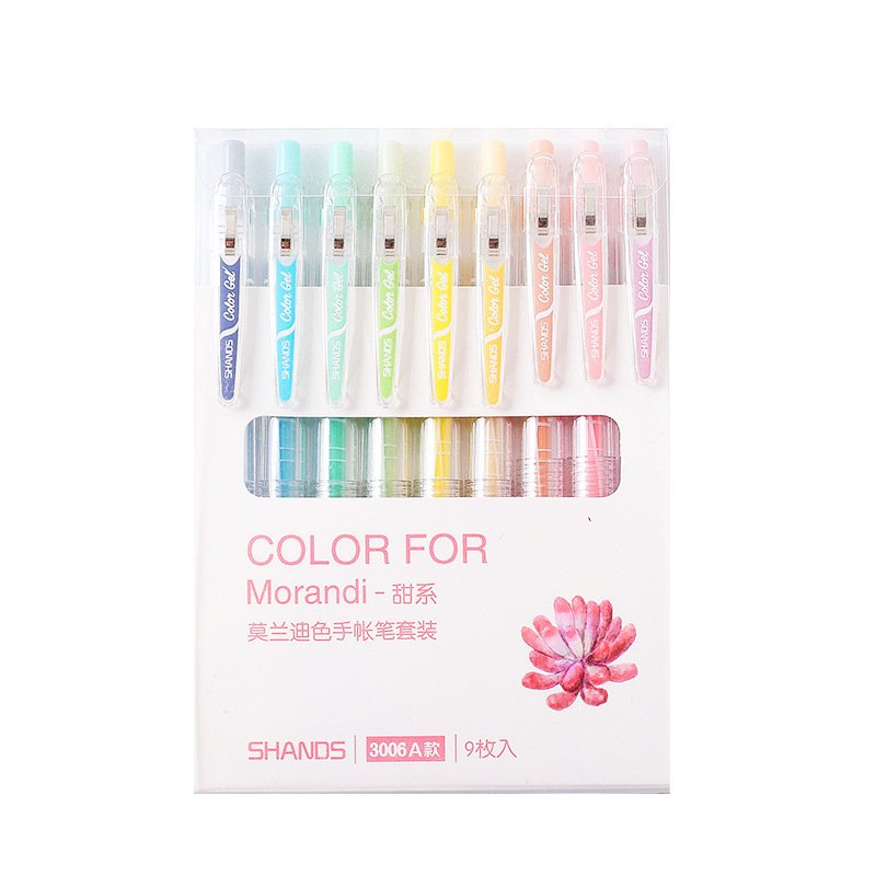 9 Pcs Colored Gel Pens Set 0.5 Mm Journaling Scrapbook Kawaii Ballpoint Pens Stationery Retractable Pen Office Accessories