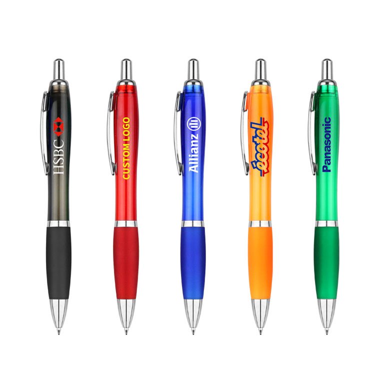 Orange Custom Personalised Ballpoint Pens Popular Promotional Business Pens with Company Logo Printed Cheap Plastic Pen Body