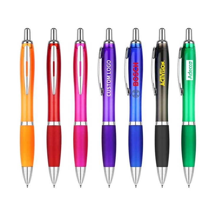 Orange Custom Personalised Ballpoint Pens Popular Promotional Business Pens with Company Logo Printed Cheap Plastic Pen Body