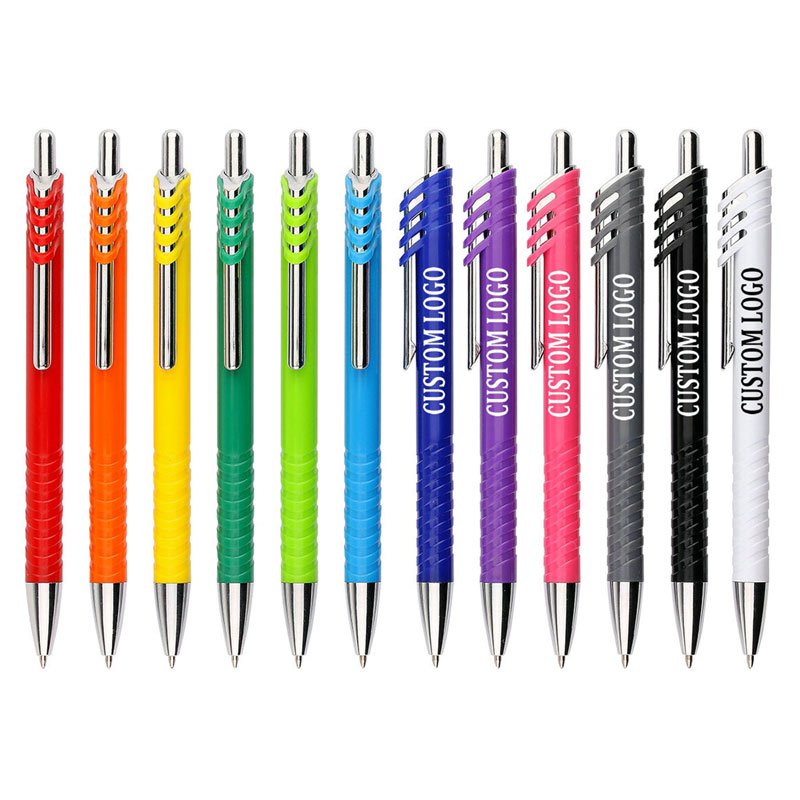 BECOL Promotional Creative Click Advertising Ballpoint Pen Multi Color Plastic Ball Pen with Logo Printed for Business