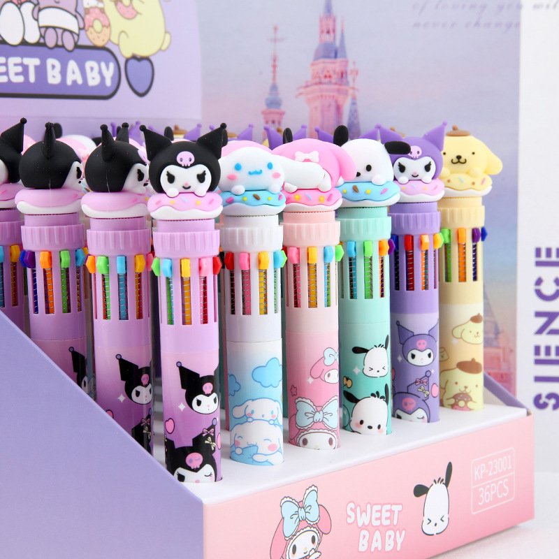 Cartoon Cute Multi Color Pen Cute Kuromi Ballpoint Pen Student Handheld Account Pen