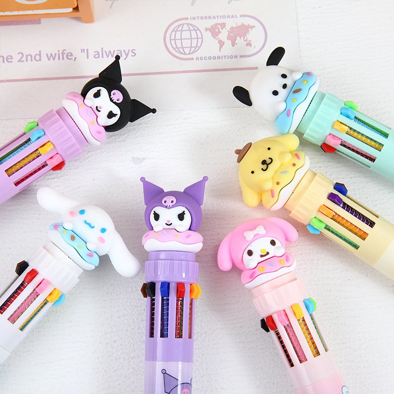 Cartoon Cute Multi Color Pen Cute Kuromi Ballpoint Pen Student Handheld Account Pen