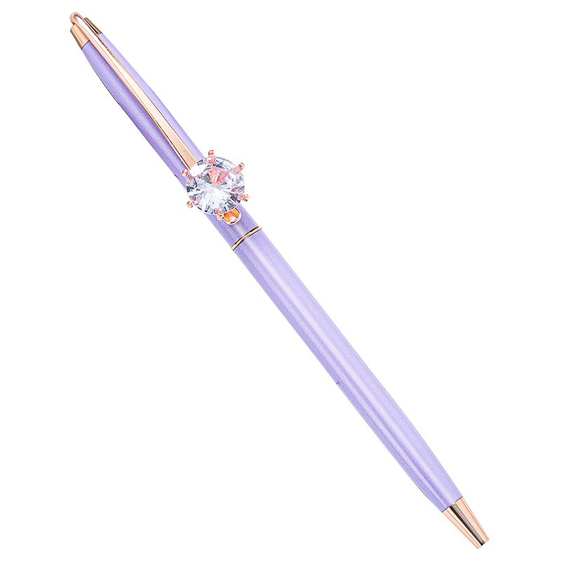Promotional Custom Metal Click Slim Pens With Rose Gold Metal With Diamond Engraved Printed Logo writing ballpoint pen